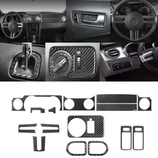 15Pcs Real Carbon Fiber Dash Interior Trim Cover Kits For Ford Mustang 2005-2009