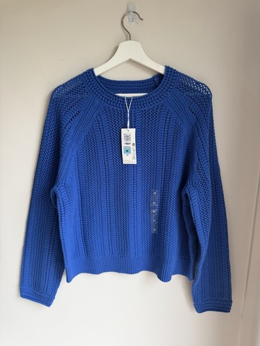 Marks & Spencer Women’s Open Knit Classic Crew Neck Cotton Rich Jumper Size M