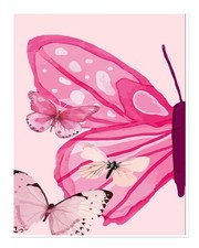 Pink Butterfly Poster Wall Art - Elegant Nature-Inspired Decor