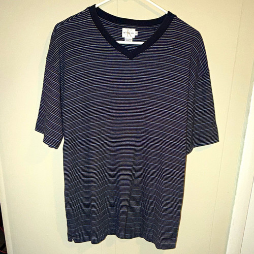 Calvin Klein Jeans, Vintage Calvin Klein Jeans Men's V-Neck Striped Short Sleeve Cotton Knit Tee M