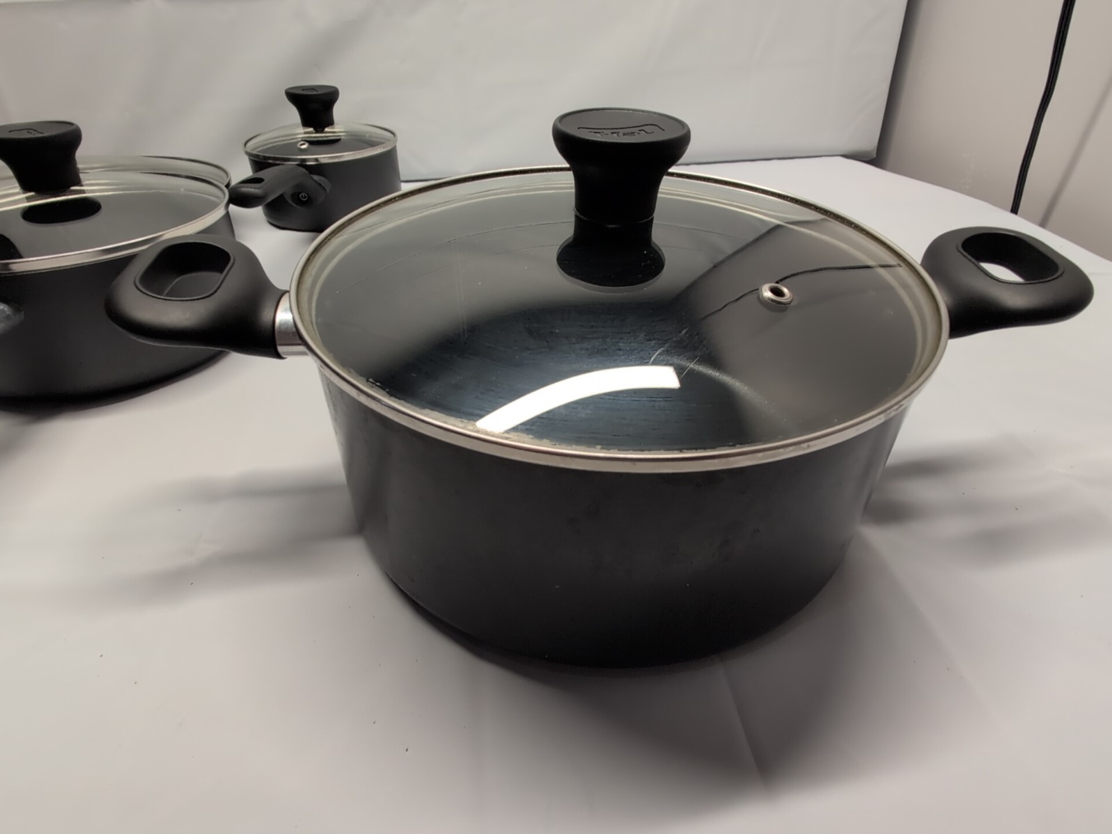 T-fal Cookware Set Nonstick Inside and Out 9 Piece Gray