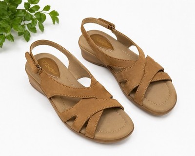 Comfort Well Women s Comfort Sandals Tan Leather Slingback Size 8M