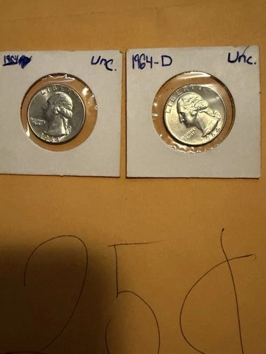 1964 & 1964-D Washington Quarter Silver Uncirculated 25C