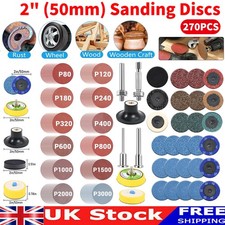 270pcs 2" 50mm Type R Roll Lock Quick Change Discs Die Grinder Sanding Pads Kit