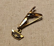 Vintage FORD Motor Company Logo Tie Tack Clasp Clip Bar - Gold Tone - 1950's