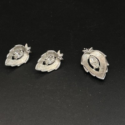CRYSTAL NAVETTE, circa 1963, by Sarah Coventry, Clip On Earrings Set & Pendant