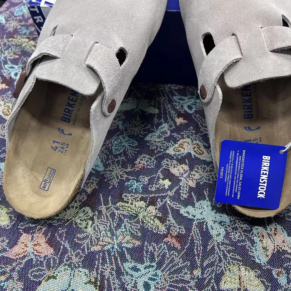 Birkenstock Boston Soft Footbed Taupe Suede Leather Unisex Shoes Size EU 37-45 - Image 2 of 4