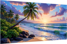 5D Beach Large Diamond Painting Kits for Adults, 27.5X15.7 Inch  Large Diamond
