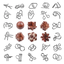 30pcs Brain Teaser Puzzles Game for Adults and Kids Ancient Wooden wood style 2