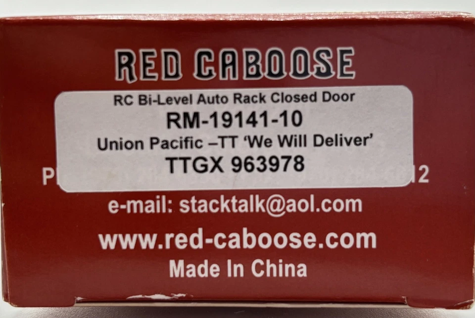 N Scale Red Caboose 19141-10 Union Pacific Bi-Level Closed Auto Rack TTGX 963978 - Image 2 of 4