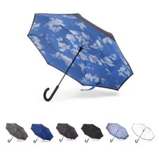 Totes InBrella Reverse Automatic Close, Umbrella, 47" Coverage, Clouds