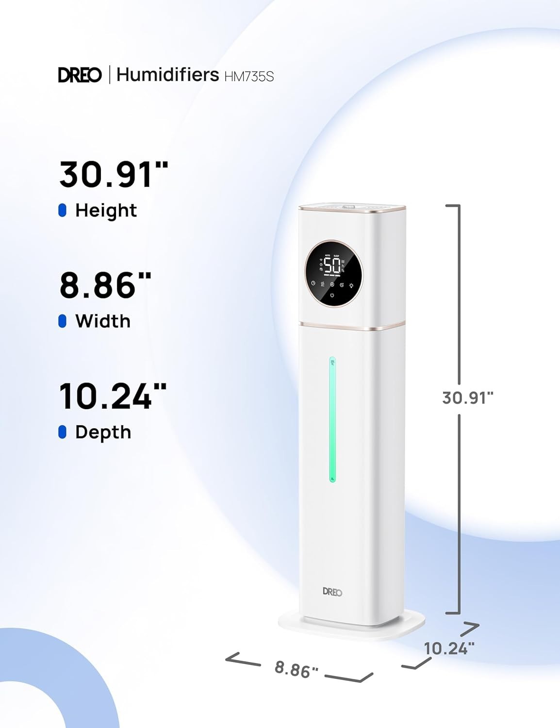 DREO HM735S 11L Smart Humidifier Large Room 700 ft&sup2;, 100H Cool Mist Air Humidifi