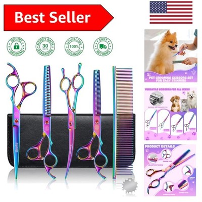 Versatile Dog Grooming Scissors - Thinning, Chunkers & Curved Shears Included