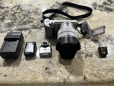 Sony Alpha NEX-5R Mirrorless Camera Body 16-50mm Lens Wi-Fi Silver w/ tripod