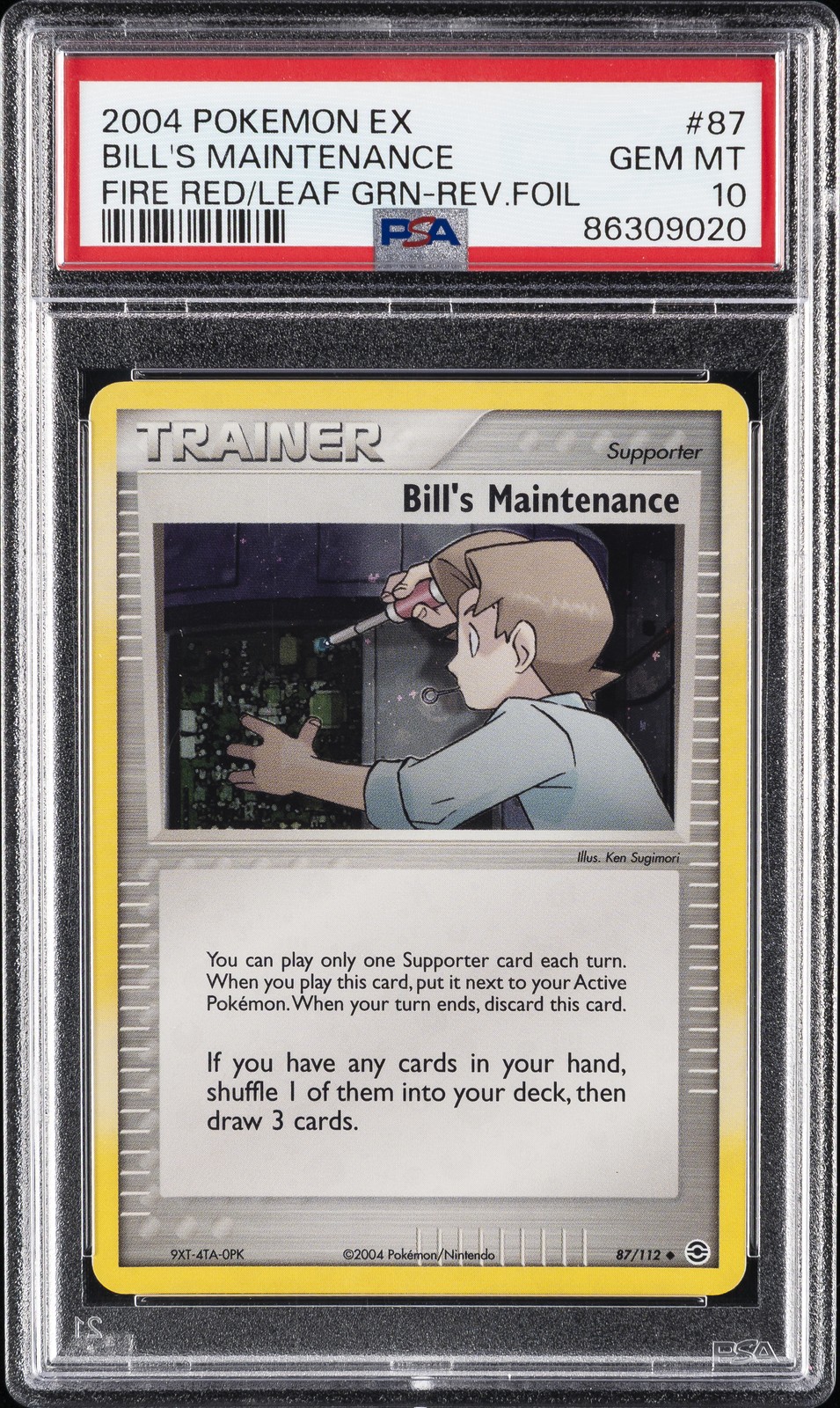 2004 POKEMON EX FIRE RED & LEAF GREEN #87 BILL'S MAINTENANCE-REVERSE FOIL PSA 10