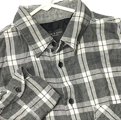 Rag & Bone Mens Size Small Fit 3 Shirt Gray Plaid Button Up Long Sleeve Pocket