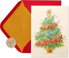 Papyrus Christmas Cards Boxed 12-Count, Tree with Holiday Ornaments 