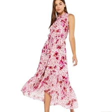 NWT MISA Los Angeles Aurelie Floral Print Ruffled Maxi Dress Sleeveless XS