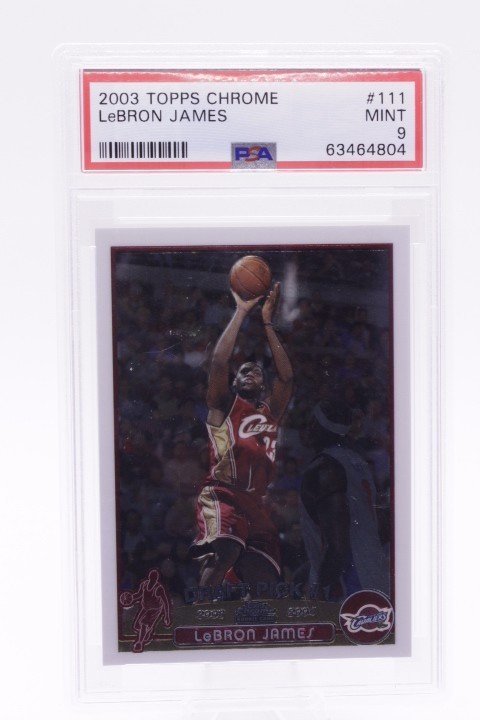 2003 TOPPS CHROME #111 LeBRON JAMES RC CLEVELAND CAVALIERS PSA 9