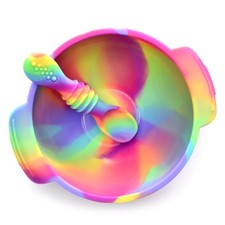 Unbreakable Silicone Non-Slip Bowl and Chew Spoon Set for Babies and Toddlers...