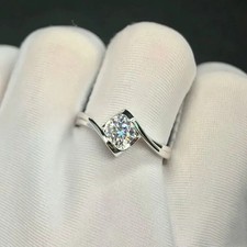 Solitaire Moissanite Engagement Adjustable Ring
