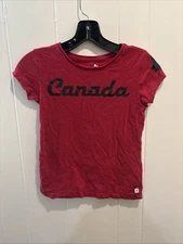 Red Canadiana Canada Maple Leaf T-Shirt Youth Med 7/8