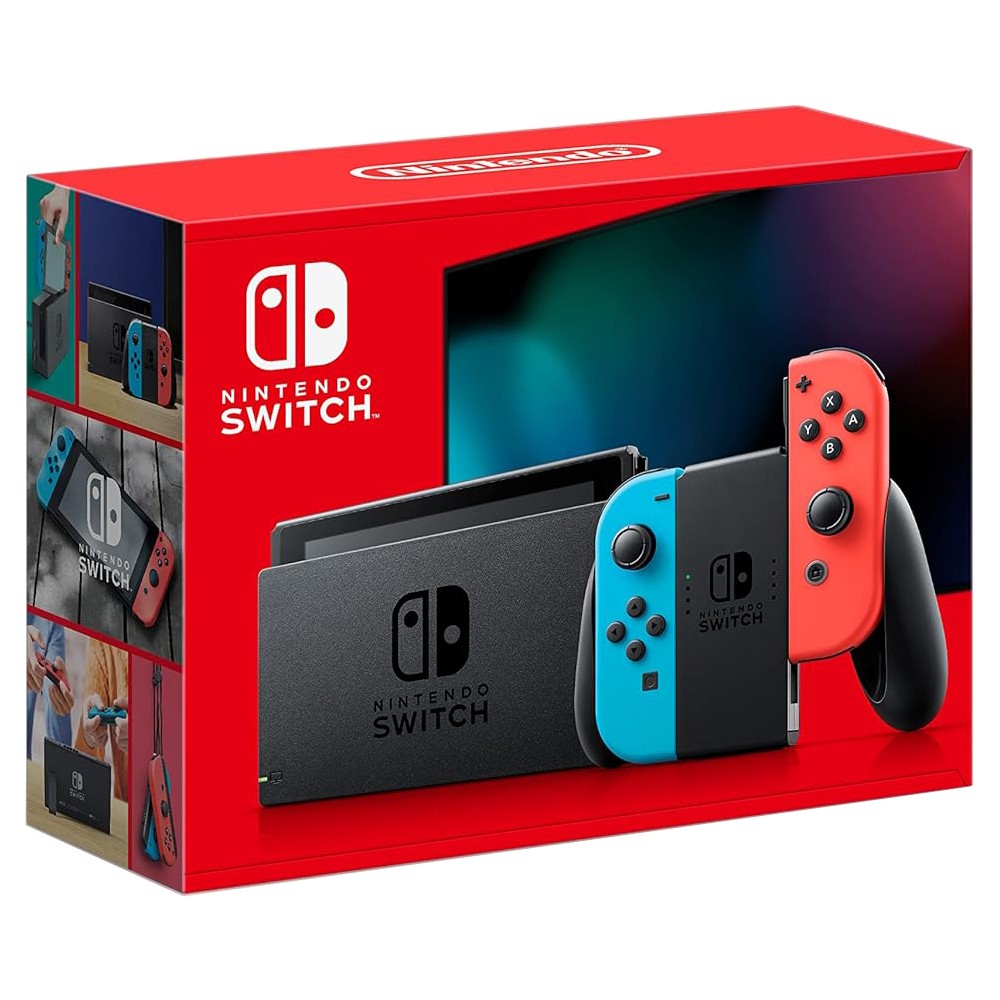 Nintendo Switch with Neon Blue and Neon Red Joy‑Con - Japan Import with US Plug