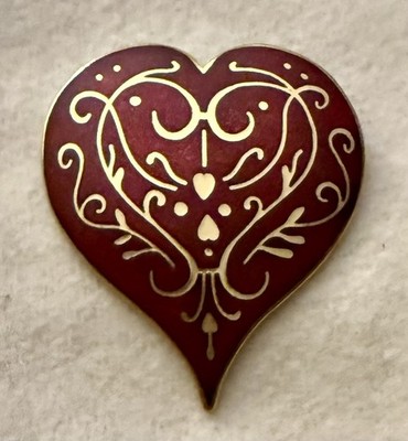 Vintage MMA Heart Brooch Pendant | Met Museum 1985 Red Enamel Valentine