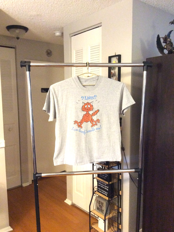 Frazzled Cat 9 Lives! Gray Cotton Shirt Adult Extra Large XL 1999 Vintage