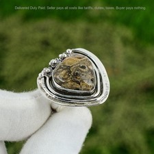 Christmas Deal 925 Sterling Silver Pear Turritella Agate Gemstone Promise Ring
