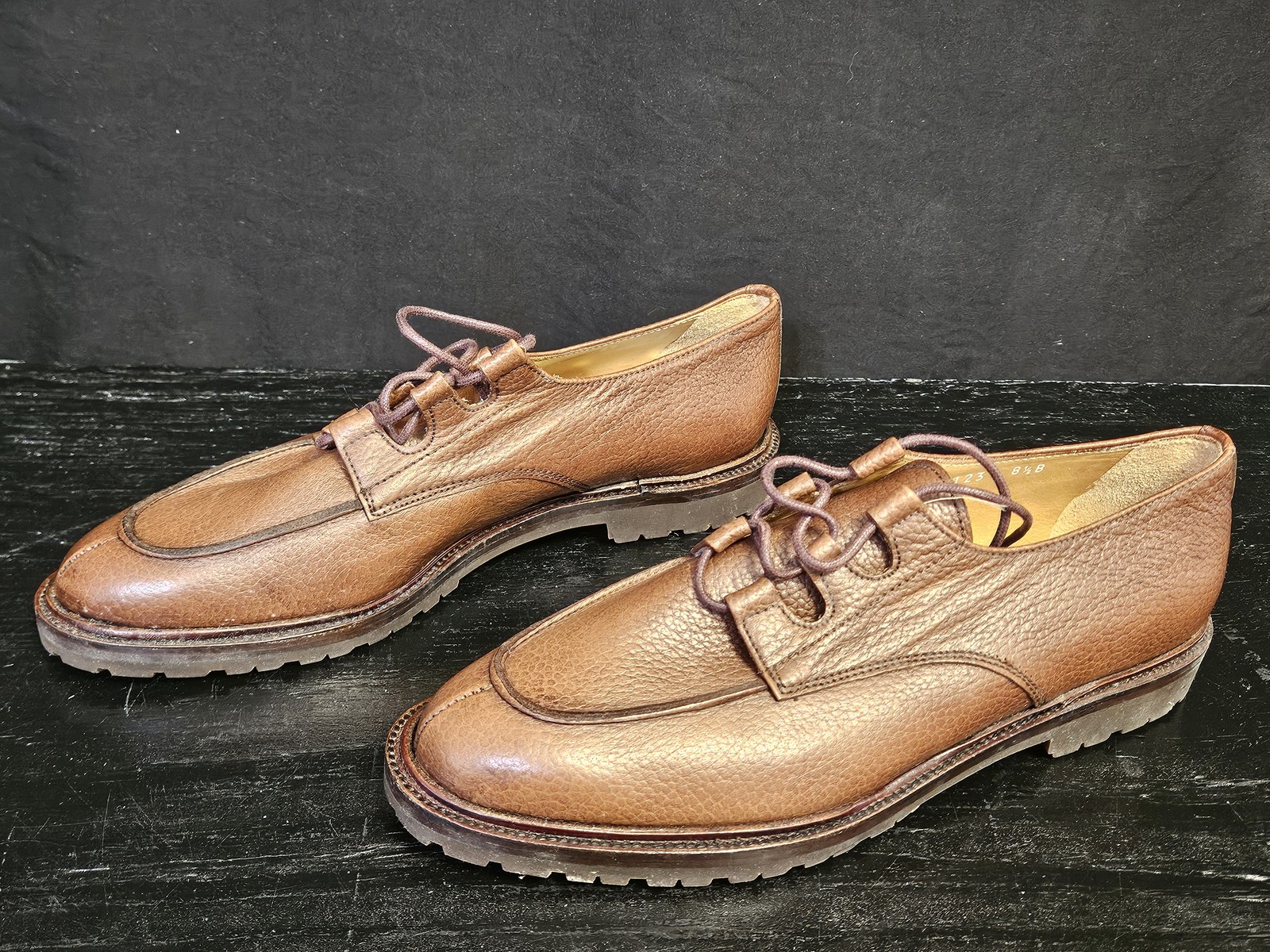 SAOLA Scarpe Ralph Lauren donna taglia 8 marrone vacchetta pelle suola vibram eleganti casual