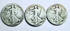 Walking Liberty Half Dollar lot of 3 ~ 1917 P,  1917 D, 1917 S - Rev Mint Marks