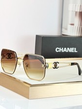 CHANEL CH4029 Gold Black Square Sunglasses Brown Gradient Lens 58-18-140