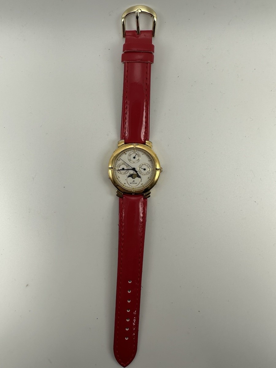 Westar Moon Phase New Battery 18K Gold Plated Watch 33MM 7.5  display picture 2