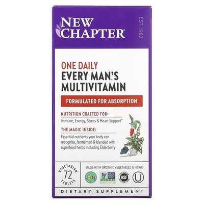 2 X New Chapter, Every Man's One Daily Whole-Food Multivitamin, 72 Vegetarian Ta