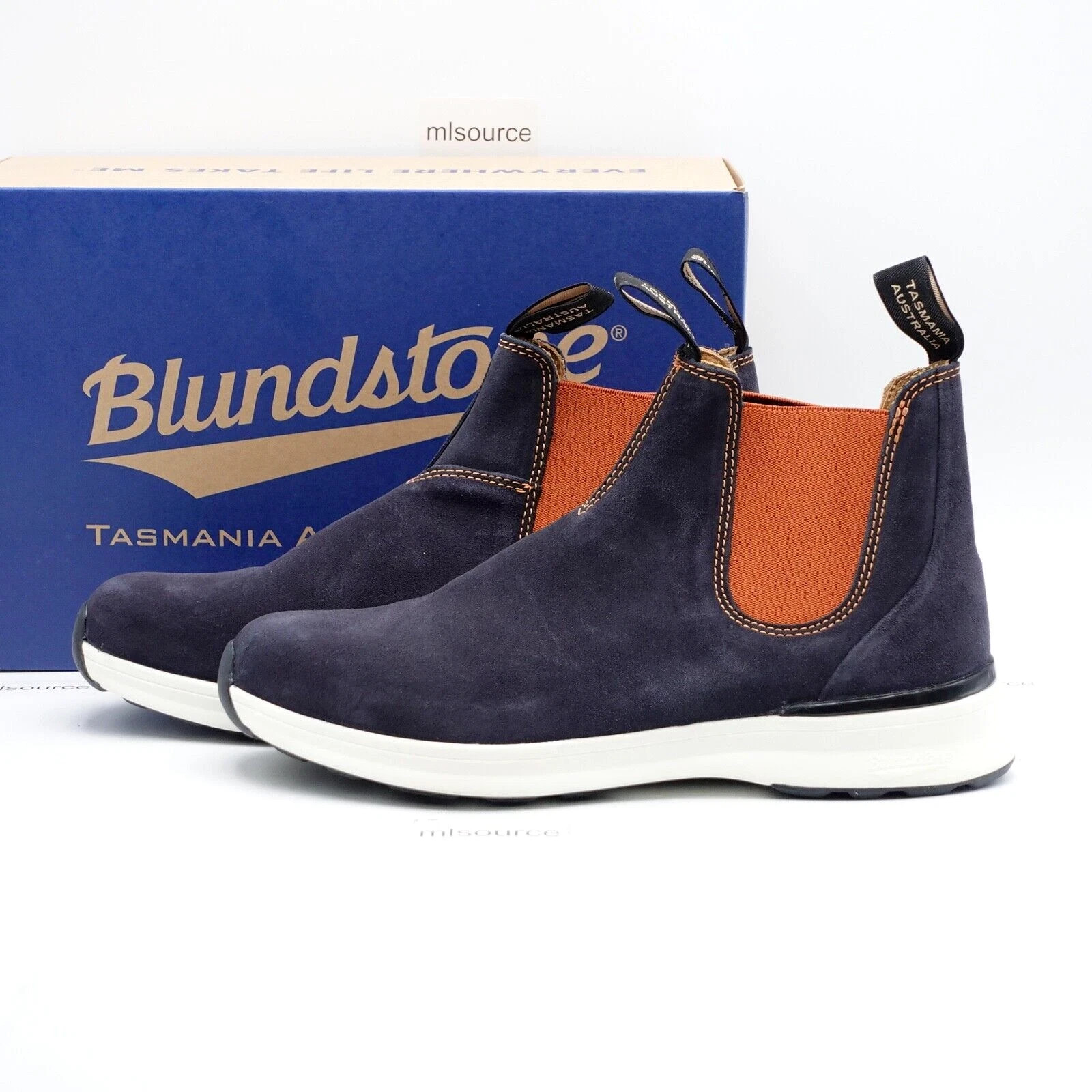 Blundstone Chelsea Boots Women's 2147 Elastic Sided Suede Navy/Burnt Orange-image