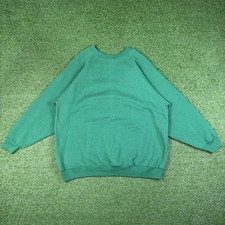 Vintage 90s Hanes Her Way Green Blank Retro Sweatshirt Women's XL Made In USA
