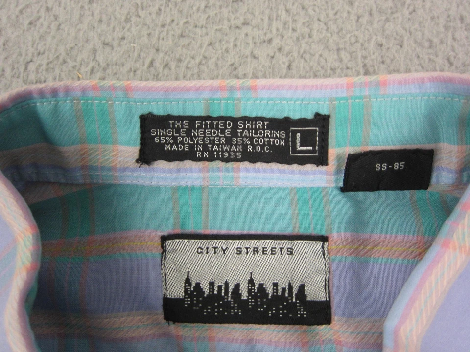 Camisa De Colección City Streets Para Hombre Grande Azul Rosa A Cuadros Años 80 Colorido Pastel Foto 4 de 4