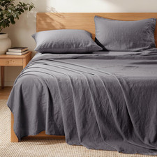 SONORO KATE 100 French Linen Flat Sheet, Stone Washed Ultra Soft Breathable Lux