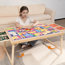 1500 Pieces Puzzle Table with Legs, 34"X 26" Wooden Puzzle Board with Drawers