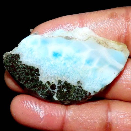 114.55Cts. 100% Natural Sky Blue LARIMAR ROUGH Cabochon Gemstone 37x61x6mm BC-66 - Picture 4 of 8