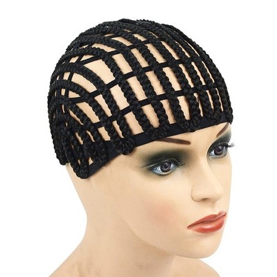 1 Pc Black Braided Wig Cap Crochet Wig Cap Cornrows Cap with Adjustable Elast...