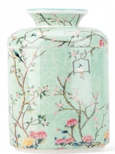 Porcelain Blue Tree of Life Floral Birds Tissue Box Holder-5'' x 7''H