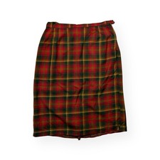 Vtg 1970s Highland Queen Maple Leaf Tartan Plaid Kilt 100 Wool Wrap Skirt 16