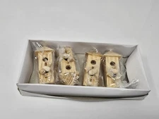 Box 4 VTG Zims Unfinished Wood Miniature Birdhouse with Bird for Crafts Painting