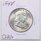 1948 50C Franklin Half Dollar in Choice AU+ Condition #RK182