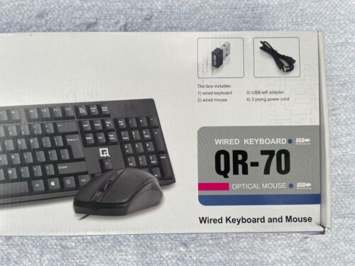 QR-70 Wired Keyboard With Wired Optical Mouse And USB Wifi Adapter Black NEW - 第 14/16 張圖片
