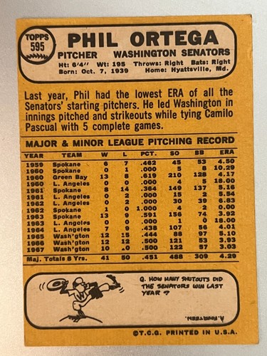1968 Topps Baseball Singles - 458 to 598 - High Numbers - Pick Your Card - - 第 485/499 張圖片