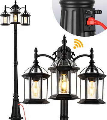 VIANIS 82.9'' H Dusk to Dawn Lamp Posts Outdoor Lighting with Outlet