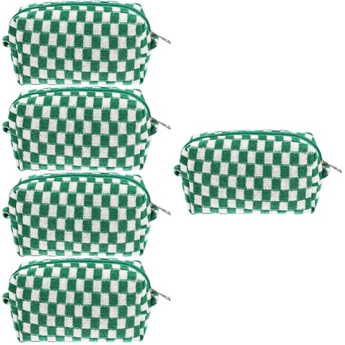 5 Pieces Checkerboard Cosmetic Bag Checkered Makeup Bachelorette Miss - Picture 9 of 12